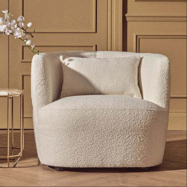 Bruge Cream Fabric Chair with Curved Back - image 1