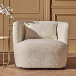 Bruge Cream Fabric Chair with Curved Back - thumbnail 1