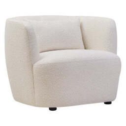 Bruge Cream Fabric Chair with Curved Back - thumbnail 3