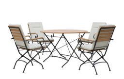 Sicily 4 Seater Teak and Wrought Iron Round 110cm Garden Dining Set - thumbnail 2