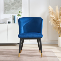 Sofina Modern Velvet Dining Chair with Tufted Back – Wooden Frame & Gold-Tipped Rubberwood Legs - thumbnail 1