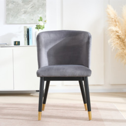 Sofina Modern Velvet Dining Chair with Tufted Back – Wooden Frame & Gold-Tipped Rubberwood Legs - thumbnail 2