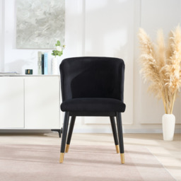 Sofina Modern Velvet Dining Chair with Tufted Back – Wooden Frame & Gold-Tipped Rubberwood Legs - thumbnail 4