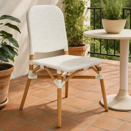 Natural and White Rattan Dining Chair - Manado - thumbnail 1