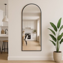 Akiko - Full Length Black Metal Arched Mirror - 160cm x 60cm - thumbnail 2
