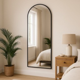 Akiko - Full Length Black Metal Arched Mirror - 160cm x 60cm - thumbnail 1