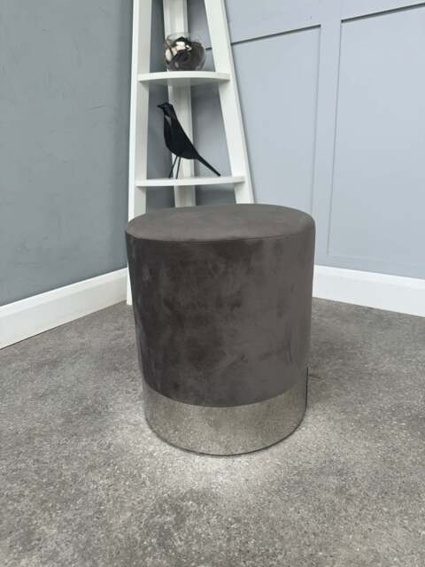 Darlington Velvet Ottoman Dressing Table Seat - Grey - image 1