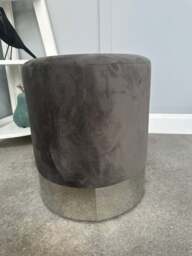 Darlington Velvet Ottoman Dressing Table Seat - Grey - thumbnail 3