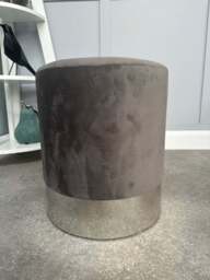 Darlington Velvet Ottoman Dressing Table Seat - Grey - thumbnail 2