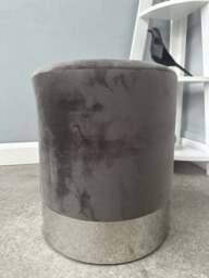 Darlington Velvet Ottoman Dressing Table Seat - Grey - thumbnail 4
