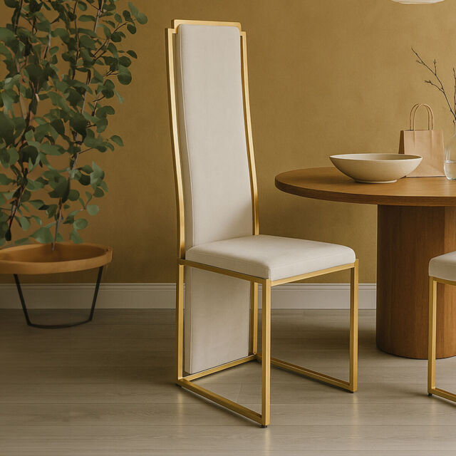 Deana Mink Velvet High Back Dining Chair with Gold Finish Frame - image 1