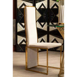Deana Mink Velvet High Back Dining Chair with Gold Finish Frame - thumbnail 3