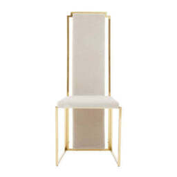 Deana Mink Velvet High Back Dining Chair with Gold Finish Frame - thumbnail 2
