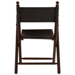 Inca Black Leather and Teak Wood Folding Chair - thumbnail 6