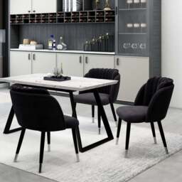 Milano Toga Extendable Dining Set - a White Extendable Dining Table & 4 Dining Chairs with Silver End Caps - thumbnail 2