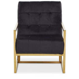 Hana Black Velvet Chair With Gold Frame - thumbnail 2