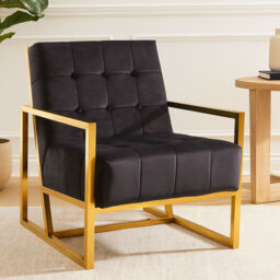 Hana Black Velvet Chair With Gold Frame - thumbnail 1