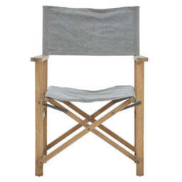 Hugh Grey Linen Folding Directors Chair with Oak Wood Frame - thumbnail 2