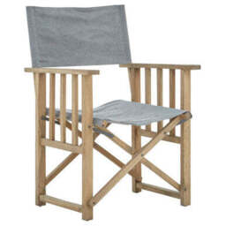 Hugh Grey Linen Folding Directors Chair with Oak Wood Frame - thumbnail 3