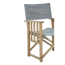 Hugh Grey Linen Folding Directors Chair with Oak Wood Frame - thumbnail 6