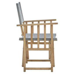 Hugh Grey Linen Folding Directors Chair with Oak Wood Frame - thumbnail 5
