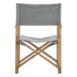 Hugh Grey Linen Folding Directors Chair with Oak Wood Frame - thumbnail 4