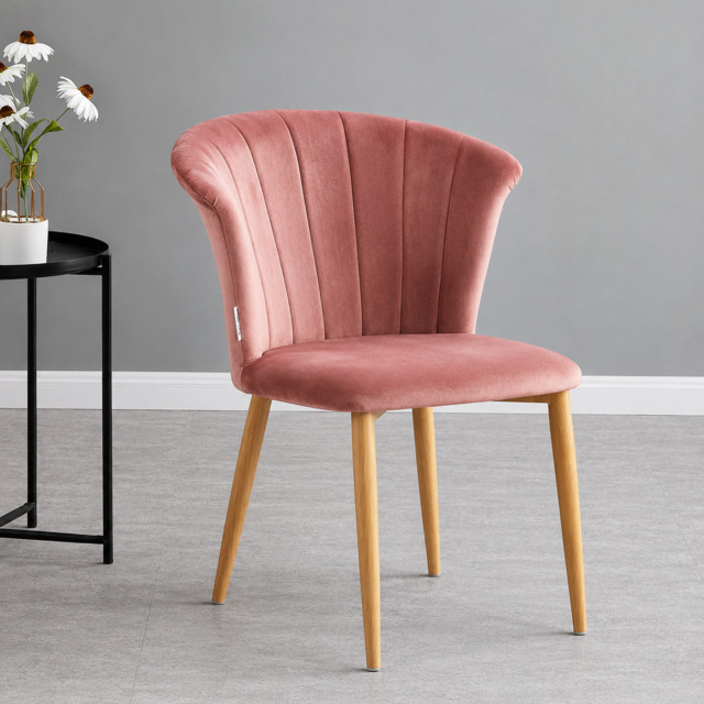 Elsa Velvet Dining Chair - Pink / Single