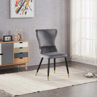 New York Rocco LUX Dining Set, a Table and Chairs Set of 4, Walnut/Grey - thumbnail 3
