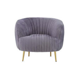 Florina Grey Velvet Chair With Gold Legs - thumbnail 1