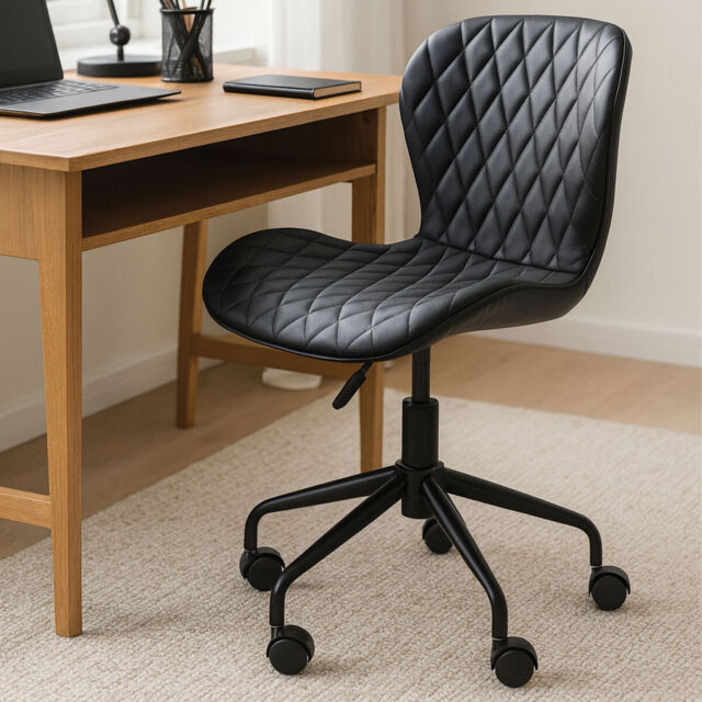 Brent Black Leather Effect Home Office Chair - image 1