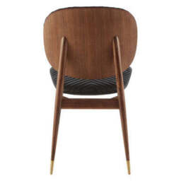 Black Leather and Walnut Wood Dining Chair - Kenso - thumbnail 5
