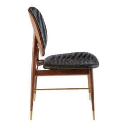 Black Leather and Walnut Wood Dining Chair - Kenso - thumbnail 4