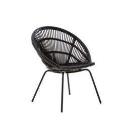 Black Natural Rattan Chair with Iron Legs - Lagom - thumbnail 3