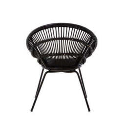Black Natural Rattan Chair with Iron Legs - Lagom - thumbnail 5