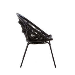 Black Natural Rattan Chair with Iron Legs - Lagom - thumbnail 4