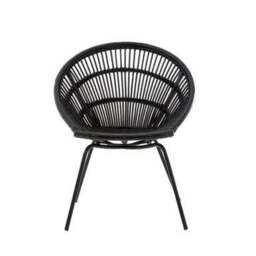 Black Natural Rattan Chair with Iron Legs - Lagom - thumbnail 2