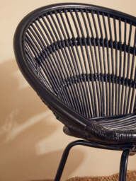 Black Natural Rattan Chair with Iron Legs - Lagom - thumbnail 6