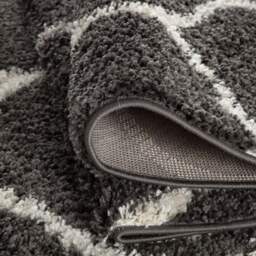 Moroccan Dark Grey Shaggy Rug - 640 - thumbnail 4