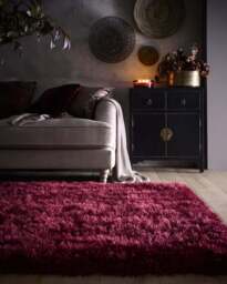 Extravagance Wine Red Shaggy Rug - thumbnail 5