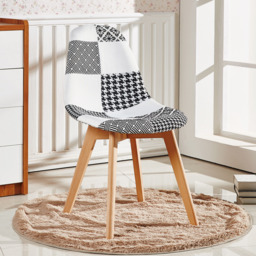 5PCs Dining Set - a Halo Dining Table & Set of 4 Black/White Tulip Patchwork Accent Chairs - thumbnail 5