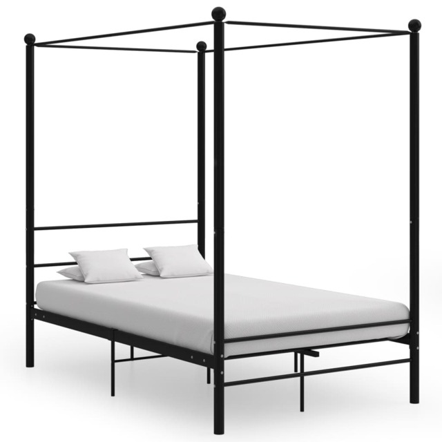 Bed Frame with Canopy without Mattress Black 140x200 cm Metal - image 1