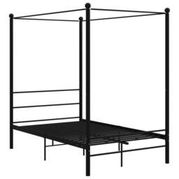 Bed Frame with Canopy without Mattress Black 140x200 cm Metal - thumbnail 2