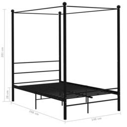 Bed Frame with Canopy without Mattress Black 140x200 cm Metal - thumbnail 6