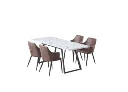 Zarah White Toga Lux Dining Set - Dark Brown / Set of 4