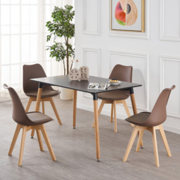 Black Halo Dining Table & Set of 4 Jamie Lorenzo Tulip chairs with Padded Seat - thumbnail 2