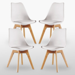 Black Halo Dining Table & Set of 4 Jamie Lorenzo Tulip chairs with Padded Seat - thumbnail 5
