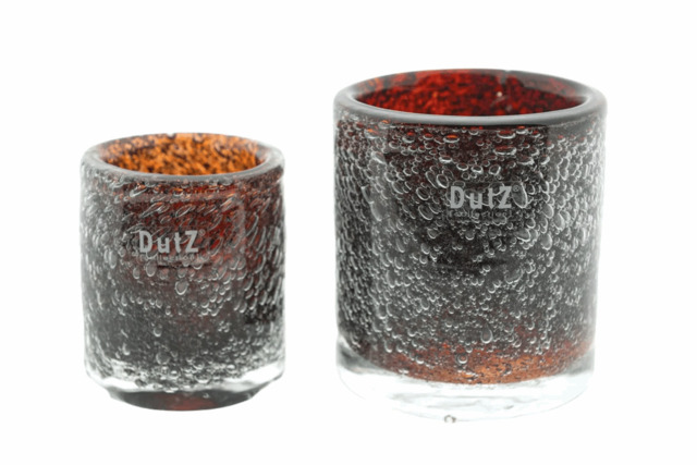 CYLINDER Candleholder GALAXY - DARKRED BUBBLES / H13 x D11cm