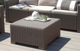 Keter California Taupe Rattan Coffee Table 68 x 68cm - thumbnail 2