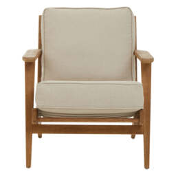 Hector Natural Linen and Oak Wood Armchair - thumbnail 2