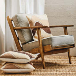 Hector Natural Linen and Dark Oak Wood Armchair